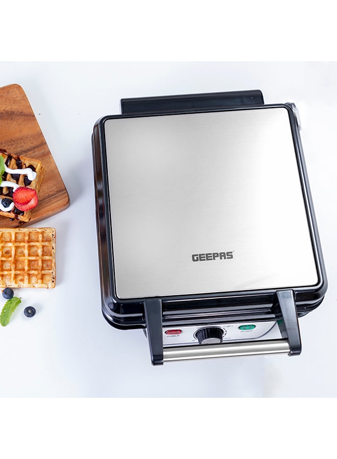 Compare Electric Waffle Maker   4 Slice NonStick Electric Belgian Waffle Maker with Adjustable Temperature Control  Preheating, Cool Touch Body  Handle  Automatic Safety Protection 1100 W GWM5417 SilverBlack at KSA Price