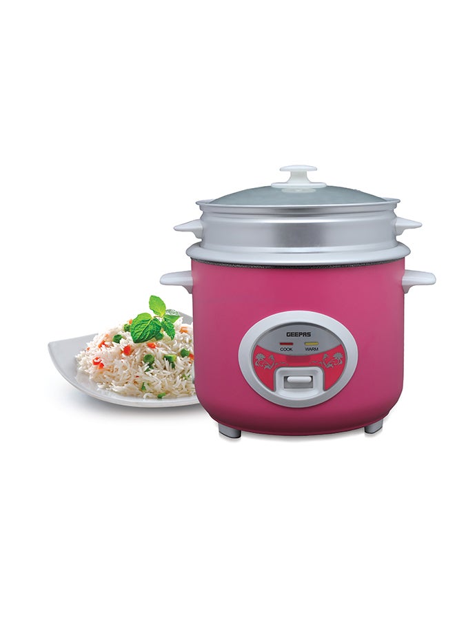 Compare Deluxe Ricer Cooker NonStick Inner Pot, Stainless Steel Body | CookSteamKeep Warm Function| Make Rice & Steam Healthy Vegetables | 2 Years Warranty GRC4329 PinkSilver at KSA Price