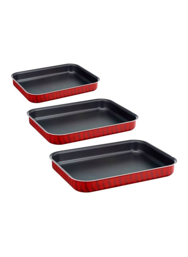 Compare Les Specialistes 3 Pcs Oven Dish Set 29x22 31x24 37x27 cm Aluminium, RedBlack 29x22cm at KSA Price