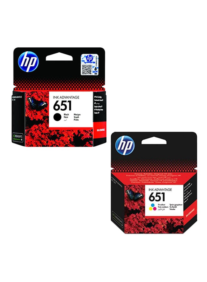2-Piece 651 Inkjet Cartridge Set Black/Tri-colour