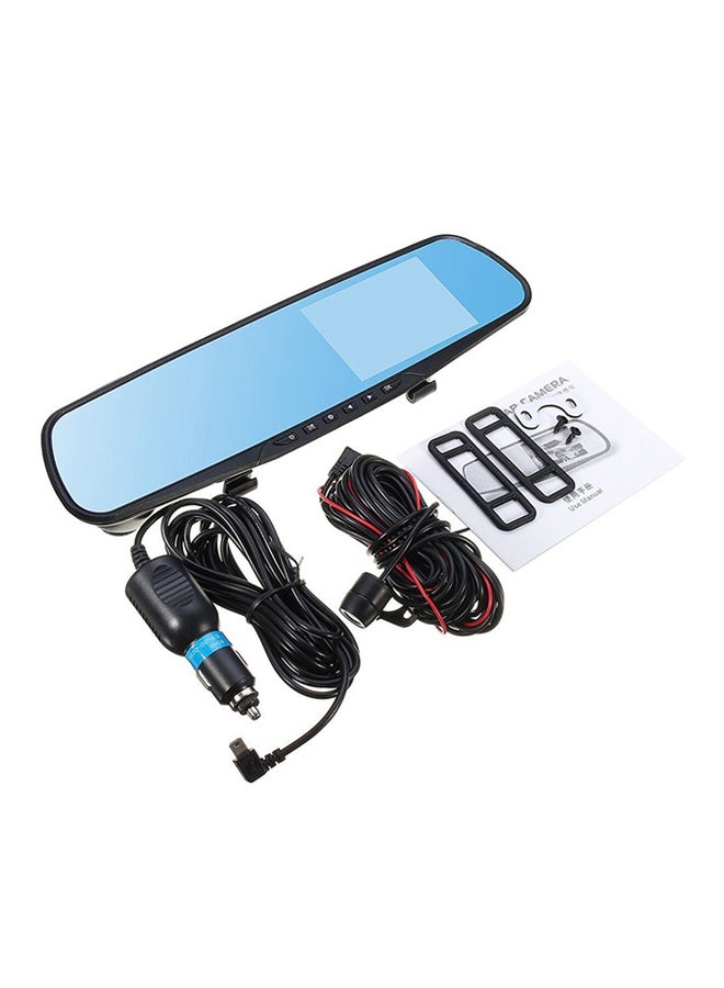 Compare HD Dual Lens DVR Portable Dash Camera With Display RearView Mirror at KSA Price