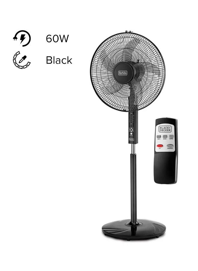 Compare Stand Fan 16 Inch, 60W, with 90° Wide Oscillation, 3 Speeds, 5Blade Design, Adjustable Height, Remote Control, and Pedestal Stand for Optimal Air Circulation 60 W FS1620RB5 Black at KSA Price