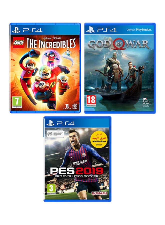 Compare LEGO The Incredibles + PES 2019 + God Of War  Adventure  PlayStation 4 PS4 at KSA Price