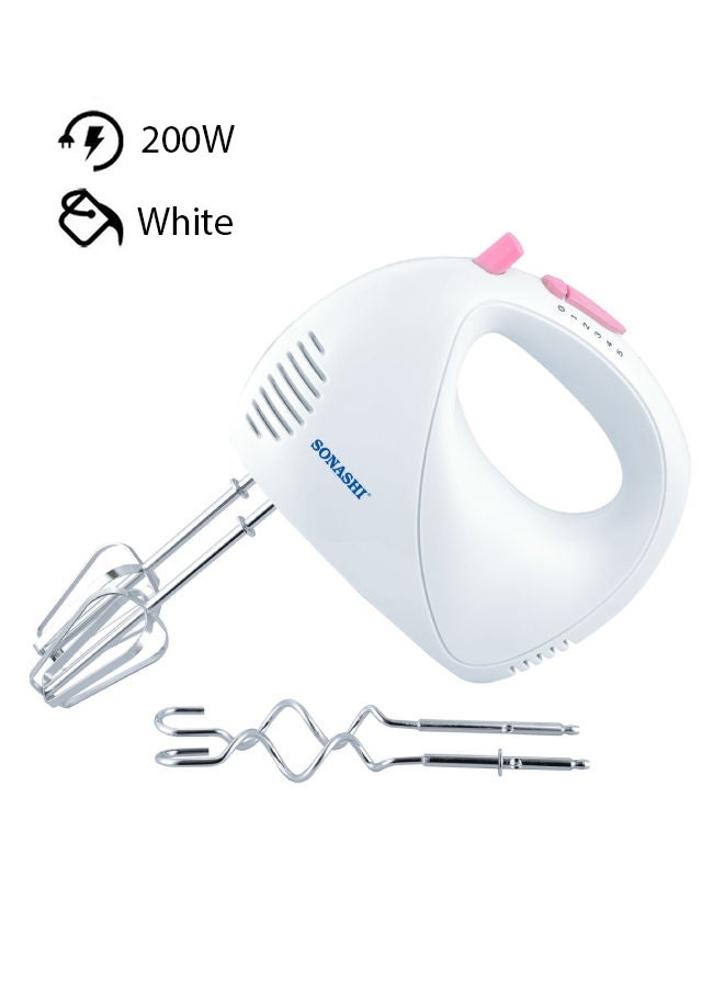 Compare Hand Mixer with 5 Speeds  Turbo Switch | Twin Stainless Steel Kneader And Beater For Mixing, Whipping, Whisking and Kneading | Supersleek Durable And Resistant To Rust 200 W SMX144 White at KSA Price