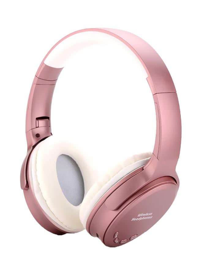 Bluetooth Foldable On-Ear Headphones With Mic Pink