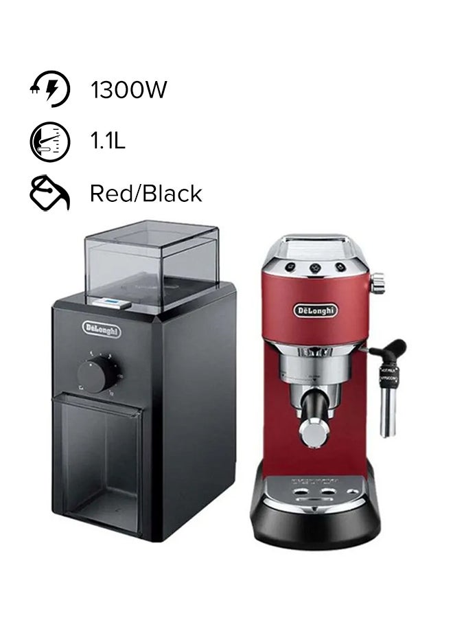 Compare Dedica Pump Espresso With Electric Burr Grinder 1.1 L 1300.0 W EC685R BUNDLE RedBlack at KSA Price