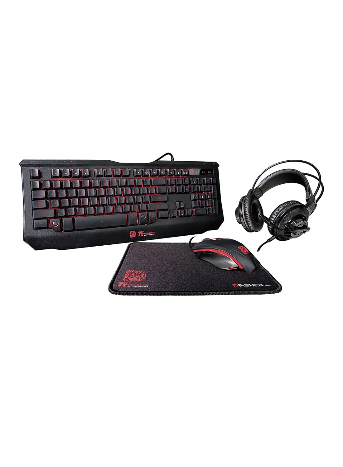 Compare eSPORTS Knucker 4in1 Gaming Kit  3 Color Membrane Keyboard, 2400 DPI Avago 5050 Optical Gaming Mouse, Headset & Mouse Pad Combo Kit Black at KSA Price