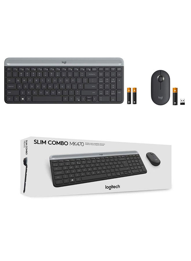 Compare Mk470 Slim Wireless Keyboard & Mouse Combo For Windows, 2.4Ghz Unifying UsbReceiver, Low Profile, WhisperQuiet, Long Battery Life, Optical Mouse, PcLaptop, US English Layout BlackGrey at KSA Price
