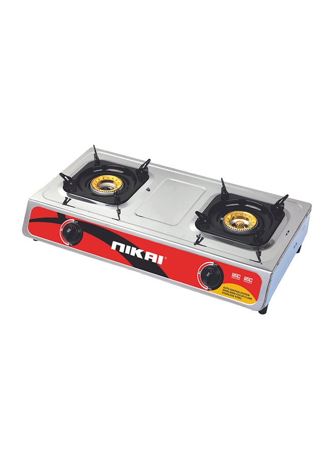 Compare Two Gas Burner Cooktop with Auto Ignition, Flame Failure Device, Square Enamel Pan Support, Stainless Steel Body, Full Safety Features – NG842SFN SilverBlack at KSA Price