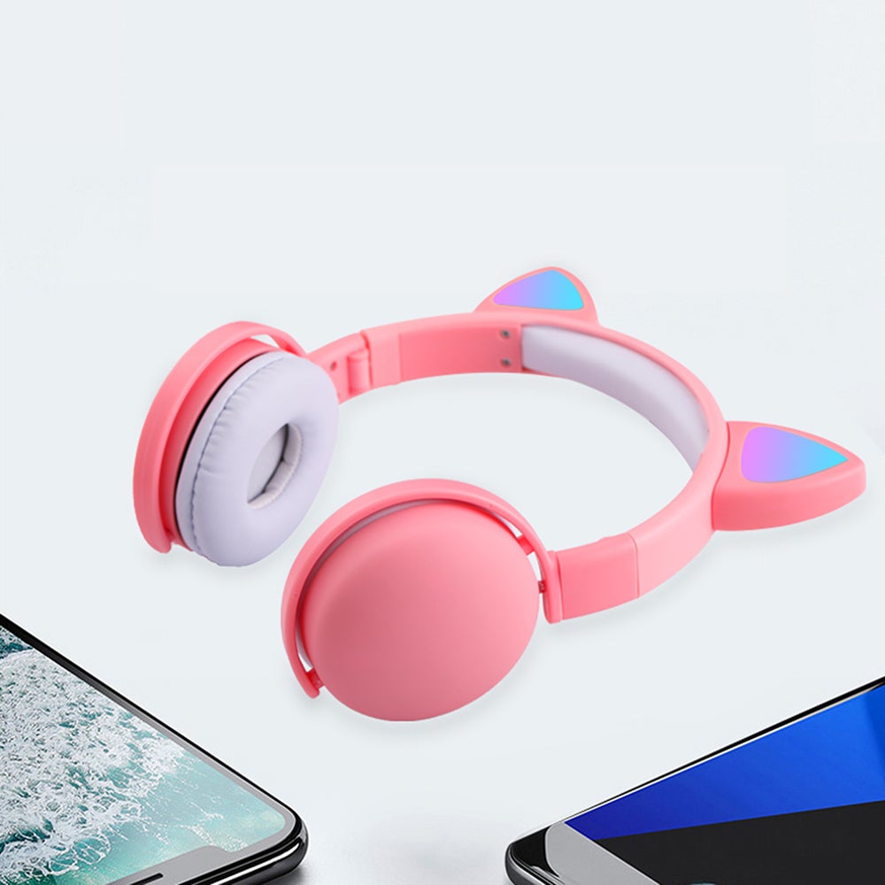 LED Cat Ear Wireless On-Ear Earphones Blue