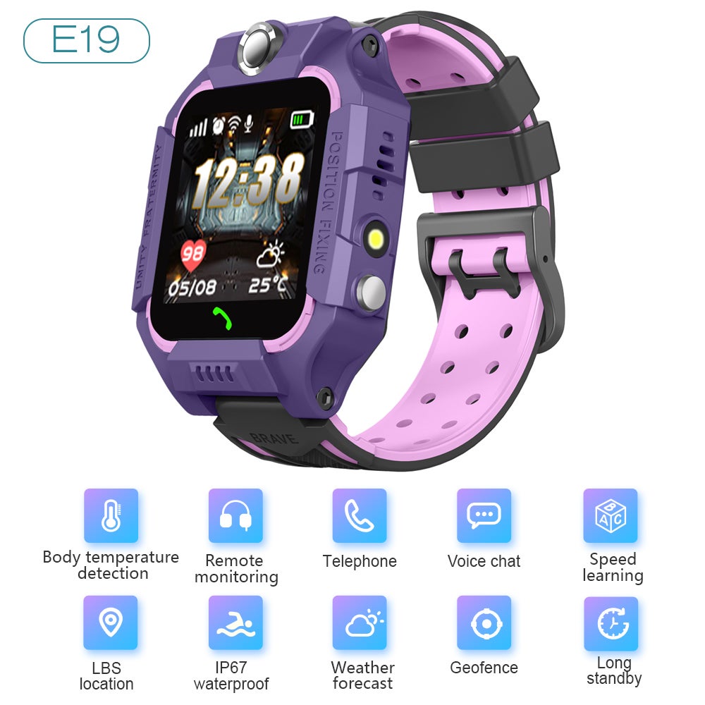 Compare E19 Childrens Positioning EnergySaving Flashlight Smartwatch Purple at KSA Price