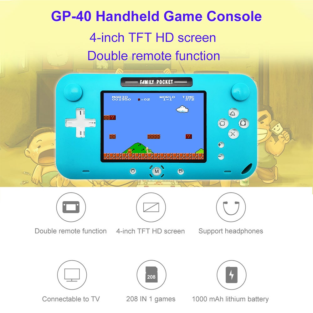Compare GP40 Nostalgic 4.0 Inch TFT HD Screen Builtin 208 NES Handheld Joystick Game Console at KSA Price