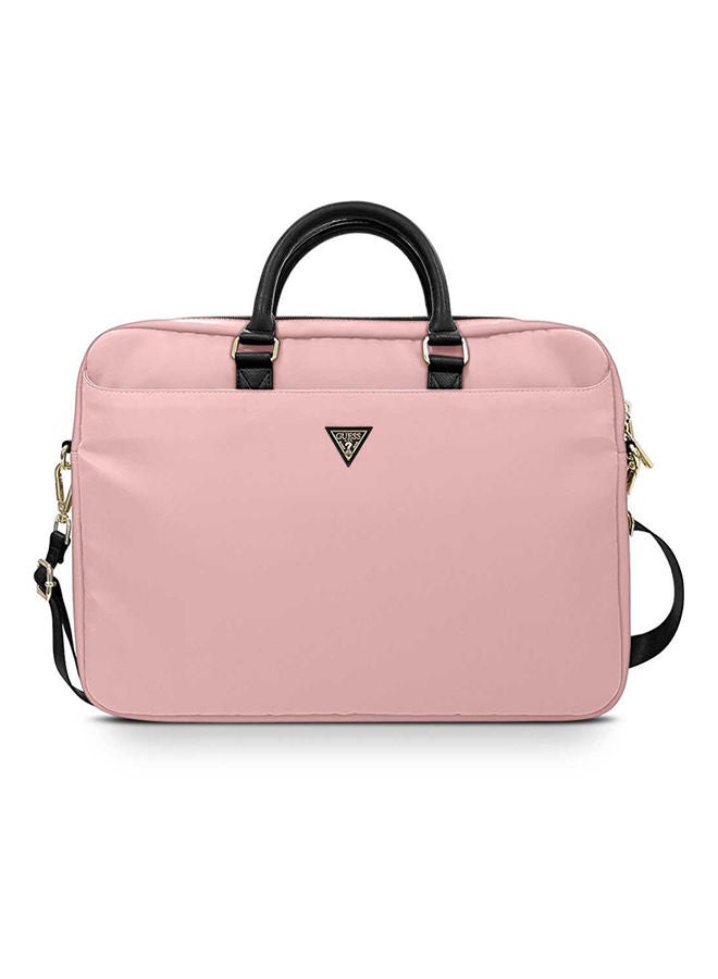 Compare Nylon Computer Bag With Metal Triangle Logo Light Pink at KSA Price