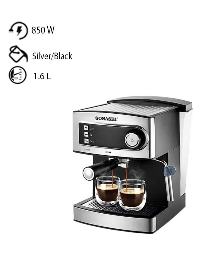 Compare 15 Bar Espresso  Cappuccino & Latte Coffee Maker |850 W| 1.6L Large Detachable Water Tank| Steam Nozzle for Frothy Cappuccino | Prepares 2 cup at a time | SCM4965 SilverBlack 1.6 L 850 W SCM4965 Sil at KSA Price