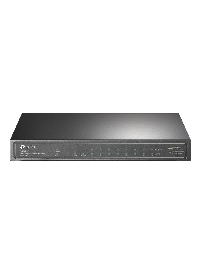 Compare 10Port Gigabit Desktop Switch with 8 Port PoE+ Ethernet Switch 9*101001000Mbps RJ45 Ports, 1*Gigabit SFP Port | TLSG1210P Black at KSA Price