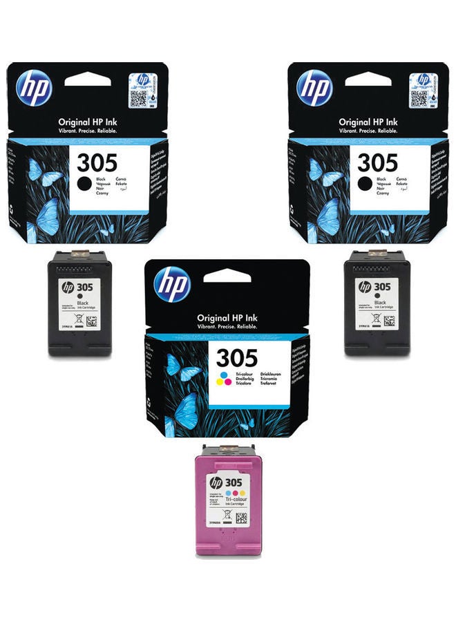 Compare Pack of 3 2Piece 305 Black and 1Piece 305 TriColour Original Ink Cartridge for Printer Multicolour at KSA Price