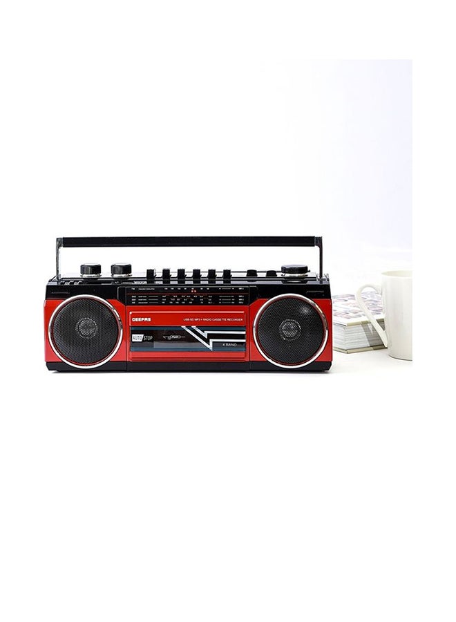 Compare Radio Casset Recorder  Portable Speakers with USB, SD Slots, MP3 & BT | Builtin Microphone with Recording | Auto stop Function | 2 Years Warranty GCR13011 RedBlack at KSA Price