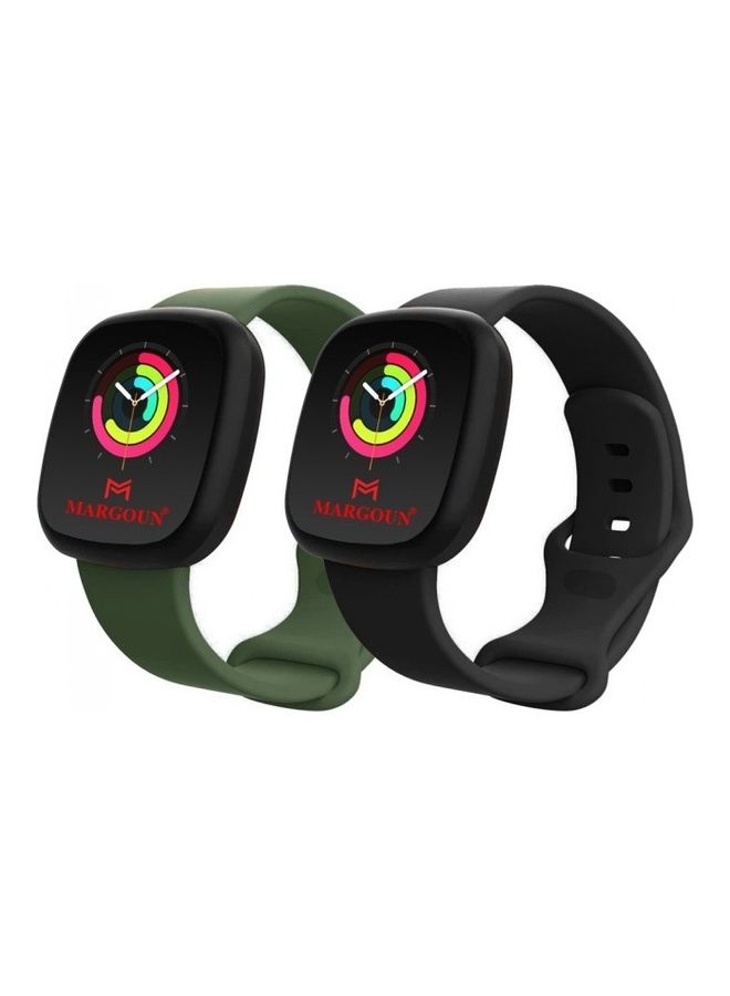 Compare 2Pack Replacement Silicone Band Fitbit Versa 3Sense Smart Watch BlackGreen at KSA Price