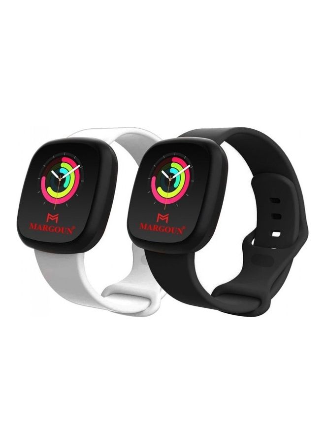 Compare 2Pack Replacement Silicone Band Versa 3Fitbit Sense Smart Watch BlackWhite at KSA Price