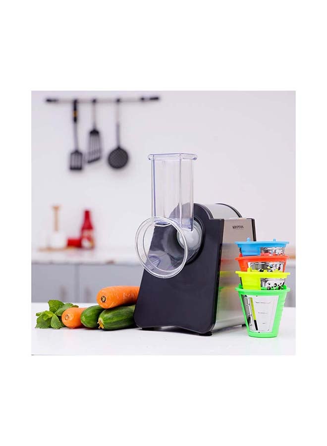 Compare 4in1 Electric Salad Maker – 200W Motor, Stainless Steel Blades, 4 Interchangeable Cones for Slicing, Grating, Shredding, Chopping – OneTouch Operation, Easy to Clean, AntiSlip Base 200 W KNSM6306 Silver at KSA Price