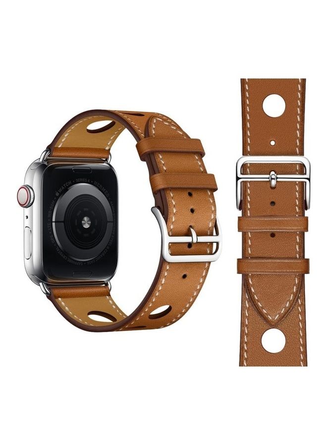 Compare Fashionable Single Circle Three Holes Replacement Watch Band for Apple Watch Series 7 41mm6 & SE & 5 & 4 40mm3 & 2 & 1 38mm Brown at KSA Price
