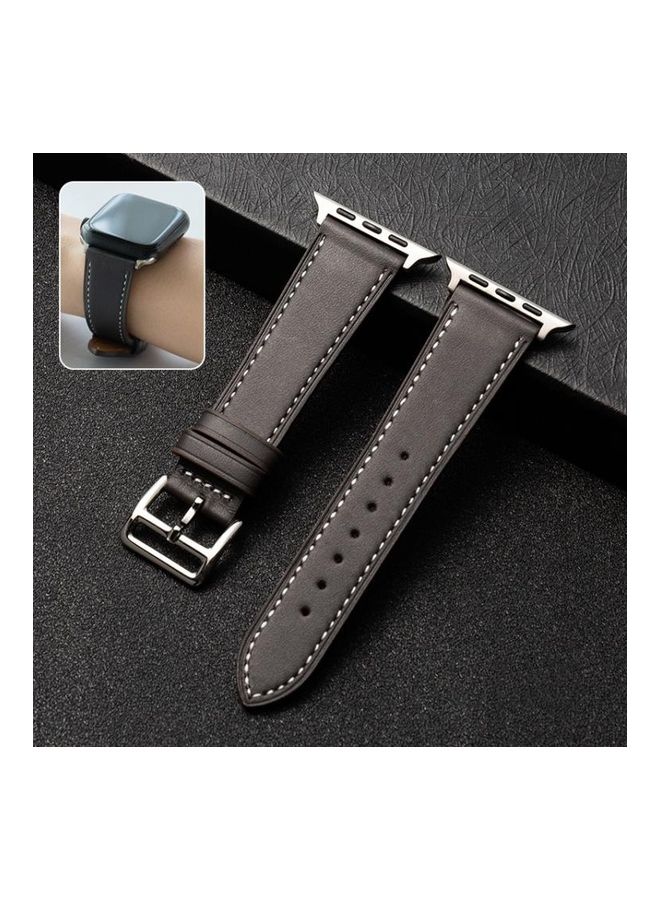 Compare Business Cowhide Leather Strap Watchband For Apple Watch Series 1234567SE 424445mm Dark Brown at KSA Price