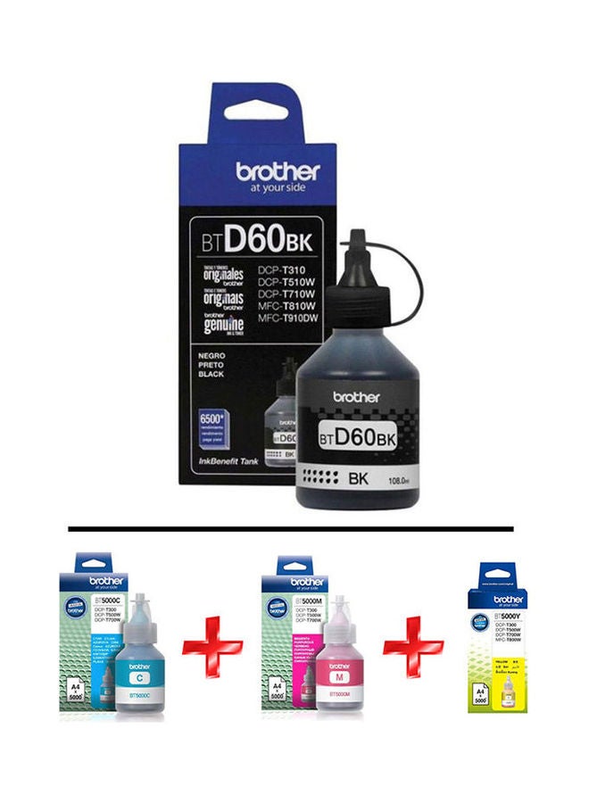 Compare Set Of 4 BTD60BK Ink Cartridge Multicolour at KSA Price