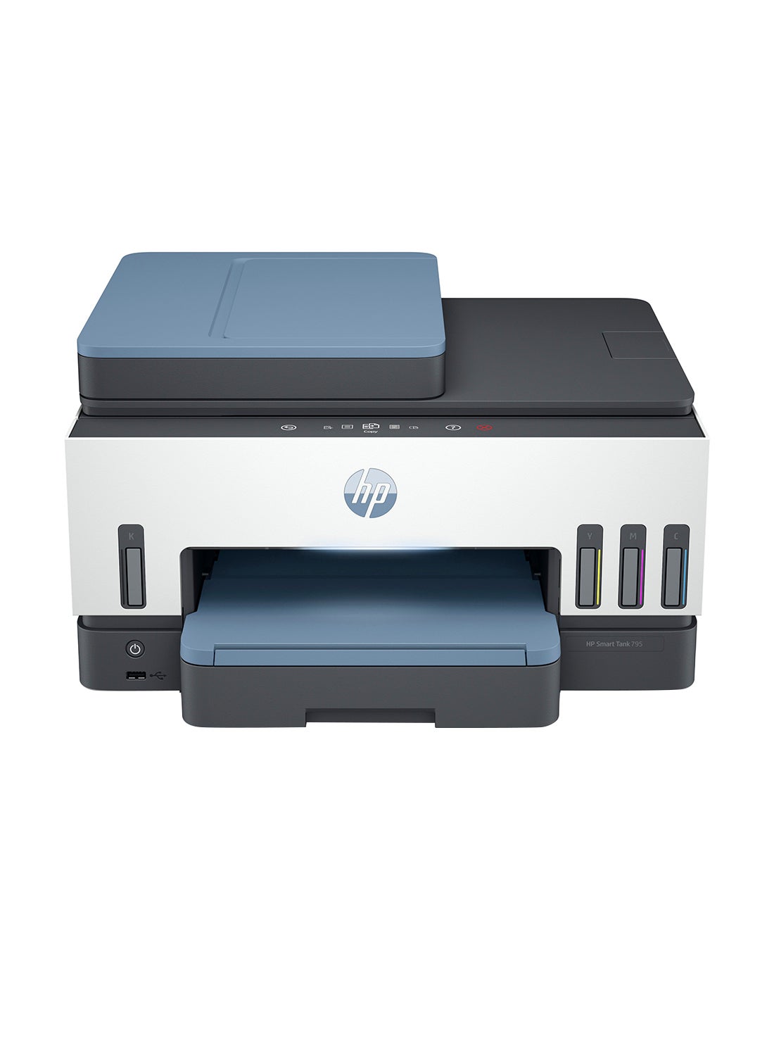 Compare Smart Tank 795 AllInOne Duplex Wifi High Capacity Inktank MultiFunction WiFi Color Ink Tank Printer Borderless Printing For PrintCopyScan with ADF & FAX Up To 18000 Black or 8000 Colour Pages with Original HP Ink at KSA Price