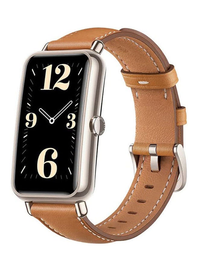 Compare Watch Fit Mini Light Gold Aluminum Case With Leather Strap Mocha Brown at KSA Price