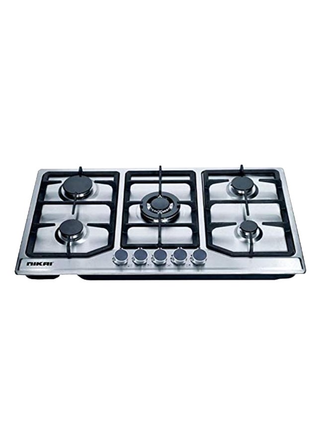 Compare 5 Burner Gas Hob With Auto Ignition, Cast Iron Support, Full Safety Features, Straight Flame, Stainless Steel Body, Rapid Burner, SemiRapid Burner, Auxiliary Burner NGH5005N Stainless steel at KSA Price