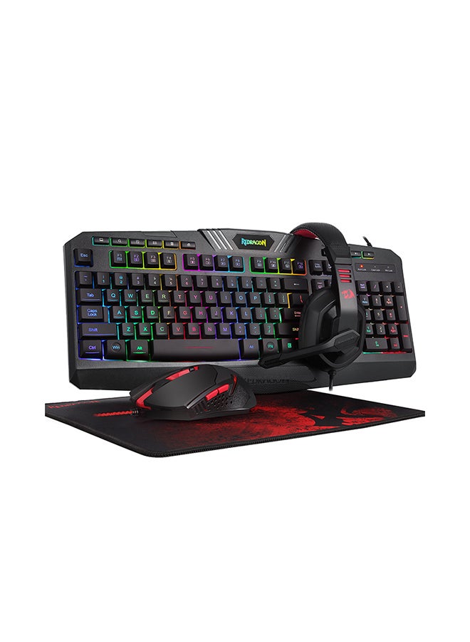 Compare 4 in 1 Combo S101BA2 Wired RGB Backlit Gaming Keyboard and Mouse, Gaming Mouse Pad, Gaming Headset Combo All in 1 PC Gamer Bundle for Windows PC – Black at KSA Price
