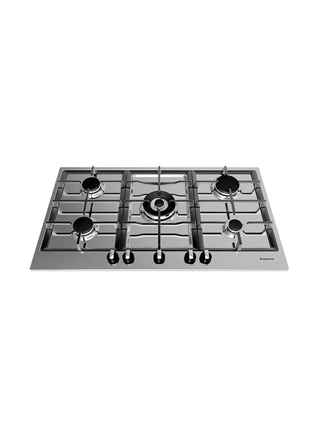 Compare Ariston 90cm BuiltIn 5burner Gas Hob with High Power Wok Burner & Speed Burner, Cast Iron Pan Supports, Step Flame Settings for Mechanical control, Flame Failure Device for Safety, PK951TGH PK951TGH Silver at KSA Price