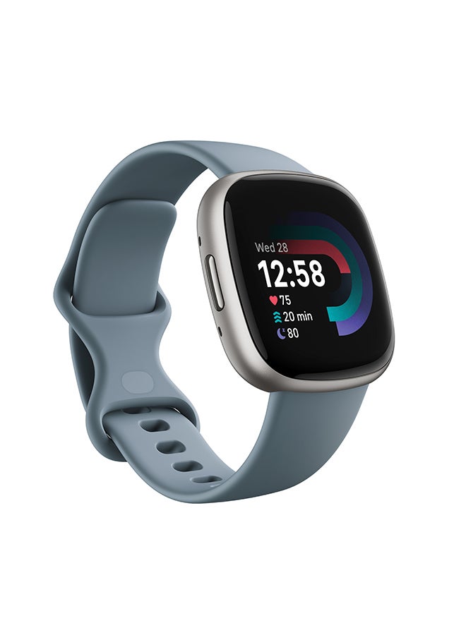 Compare Versa 4, Health & Fitness Smartwatch with Builtin GPS and Up To 6+ Days Battery Life, 6months Premium Membership Included, compatible with Android and iOS Waterfall BluePlatinum at KSA Price