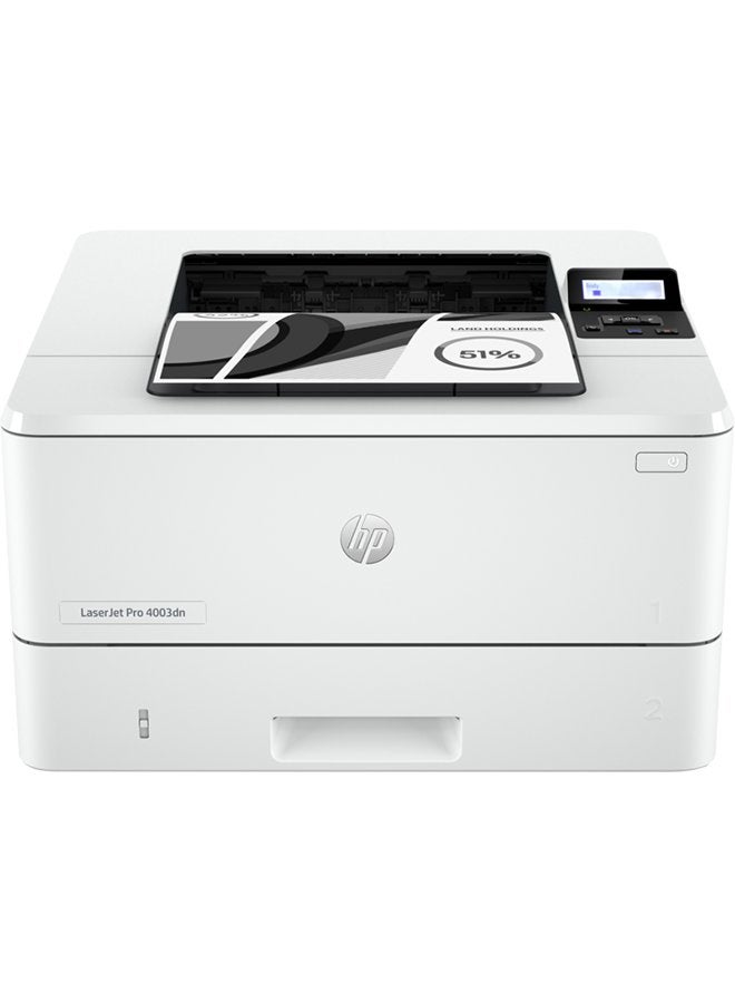 Compare LaserJet Pro 4003dn Printer, 1200 x 1200 dpi Resolutions, Up to 40 ppm Preint Speed, LCD Graphic Display, 100 Sheet Multipurpose Tray 1, 250 Sheet Input Tray, USB  Ethernet | 2Z609A White at KSA Price