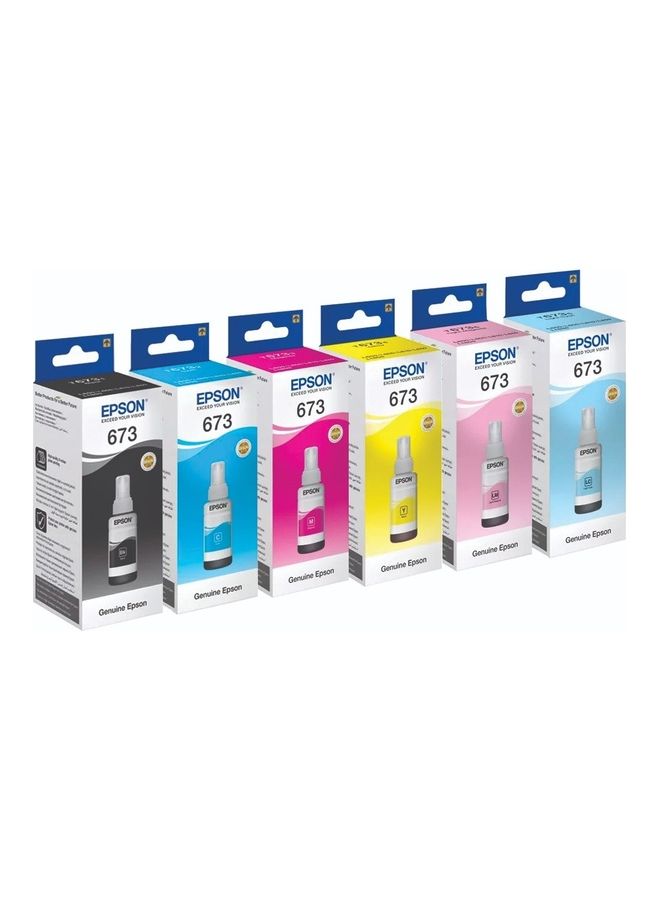 Compare Original T673 Series Full Set For Printer L800, L805,L810,L850,L1800 BlackCyanMagentaYellowLight CyanLight Magenta at KSA Price
