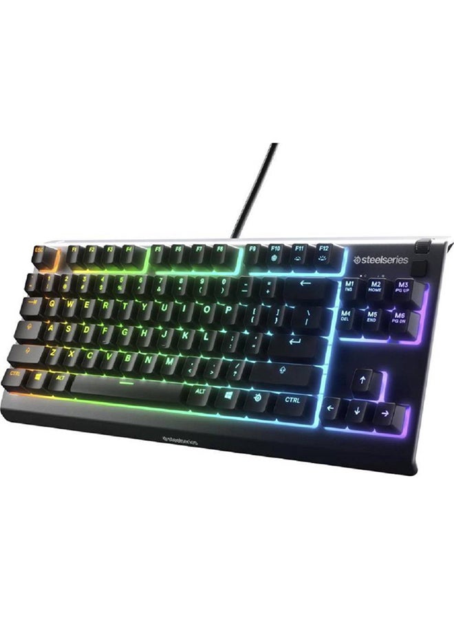 Compare Apex 3 TKL Wired Membrane Gaming Keyboard, With 8 Zone RGB Backlighting, IP32 Water Resistant, Gaming Grade, US Layout, Black | 64831 at KSA Price