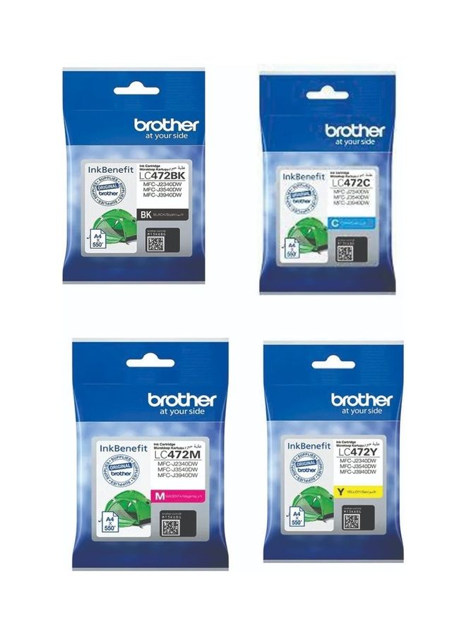 Compare LC472 4Color Ink Cartridge Set For MFCJ2340DW J3940DW Printer BlackCyanMagentaYellow at KSA Price