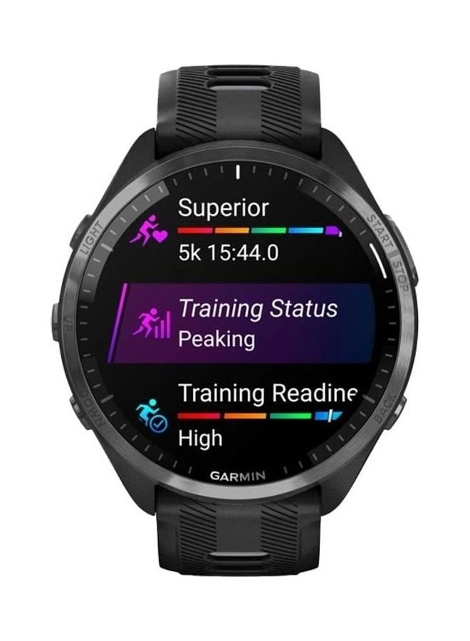 Compare Forerunner 965  47MM  Up To 31 Hours Battery Life in GPS Mode  1.4inch Amoled Display, Scratch Resistant, Corning® Gorilla® Glass Dx, Heart Rate Monitor, Stress Tracking, Advanced GPS and Running Features, Builtin GNSS and Sports App, iOS and An at KSA Price