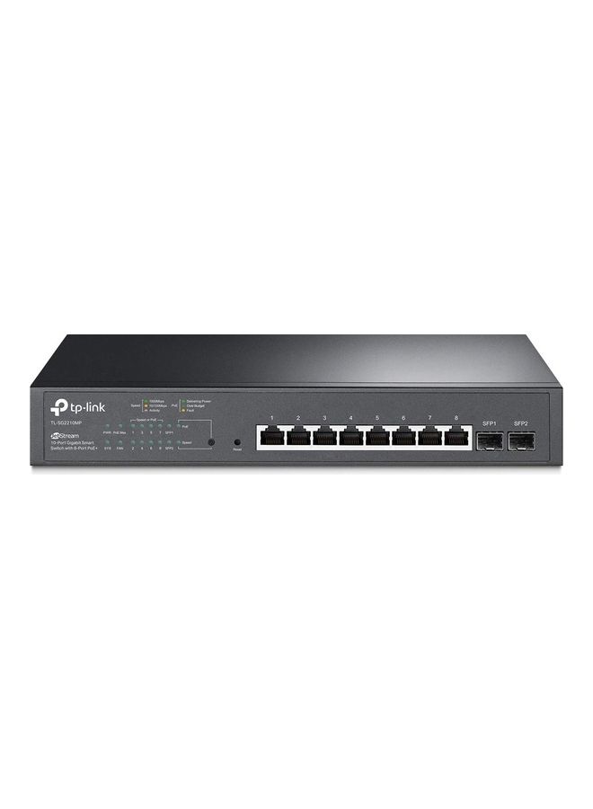 Compare TLSG2210MP | Jetstream 10 Port Gigabit Smart Managed PoE switch | 8 PoE+ Ports @ 150W, 2 SFP Slots | Omada SDN Integrated | PoE Recovery | IPv6 | Static Routing | Limited Lifetime Protection Black at KSA Price
