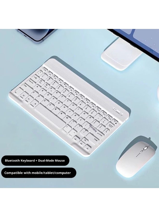 White Wireless Bluetooth Keyboard & Mouse Combo with…