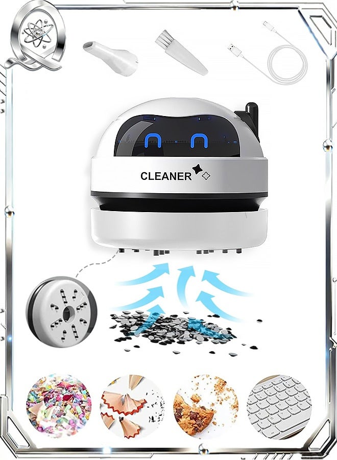 Compare Desktop Vacuum Cleaner, Cordless Portable Table Dust Vacuum, USB Rechargeable Mini Robot Crumb Sweeper for Tabletop Keyboard at KSA Price