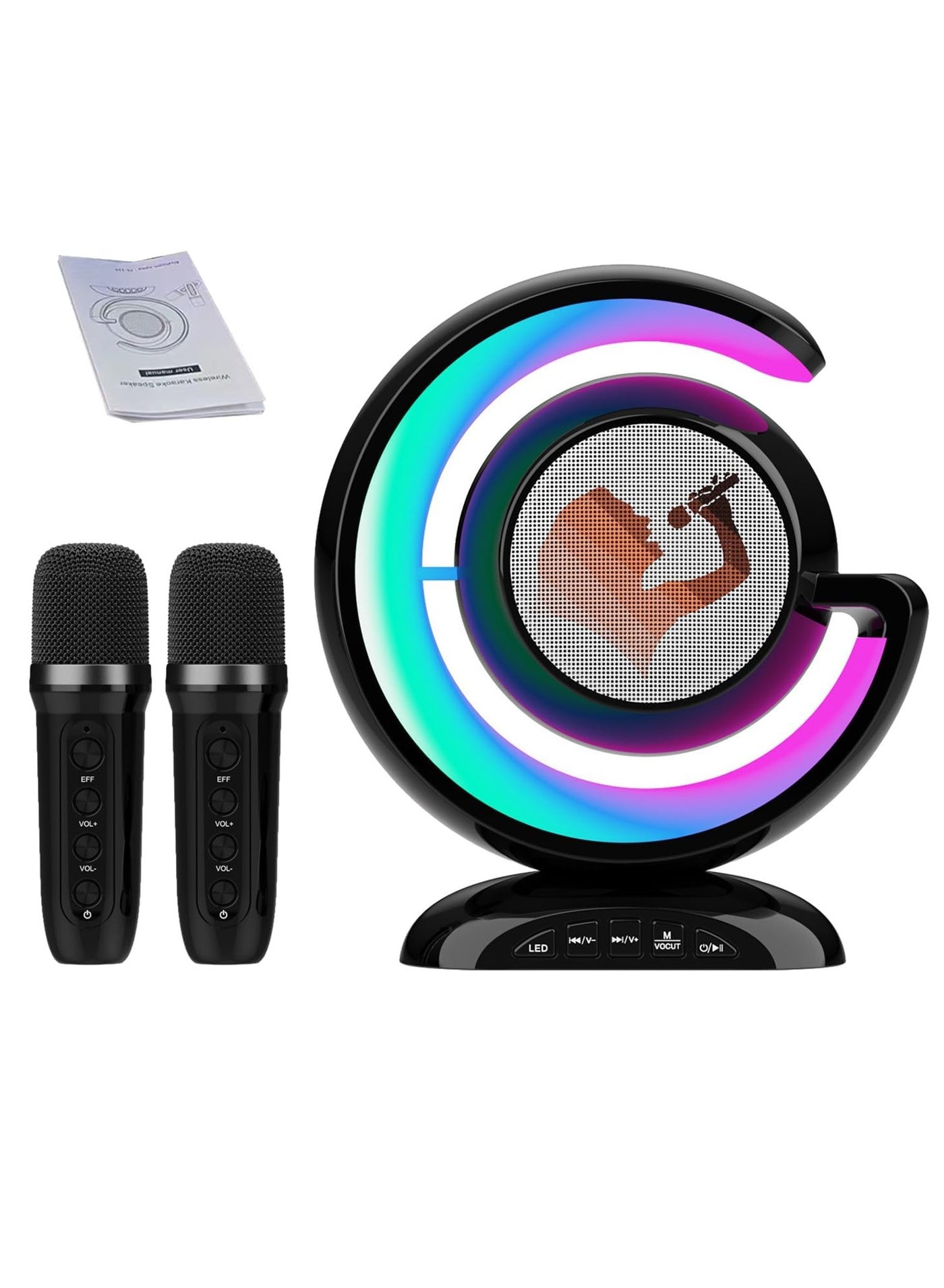Compare Karaoke Machines, Singing Machine Karaoke, Portable Blue Tooth Speaker, 2 Blue Tooth Wireless Microphones Various Ambient Lights, Wireless Karaoke Microphones for Adults, Speaker Support TWSUSBTF at KSA Price