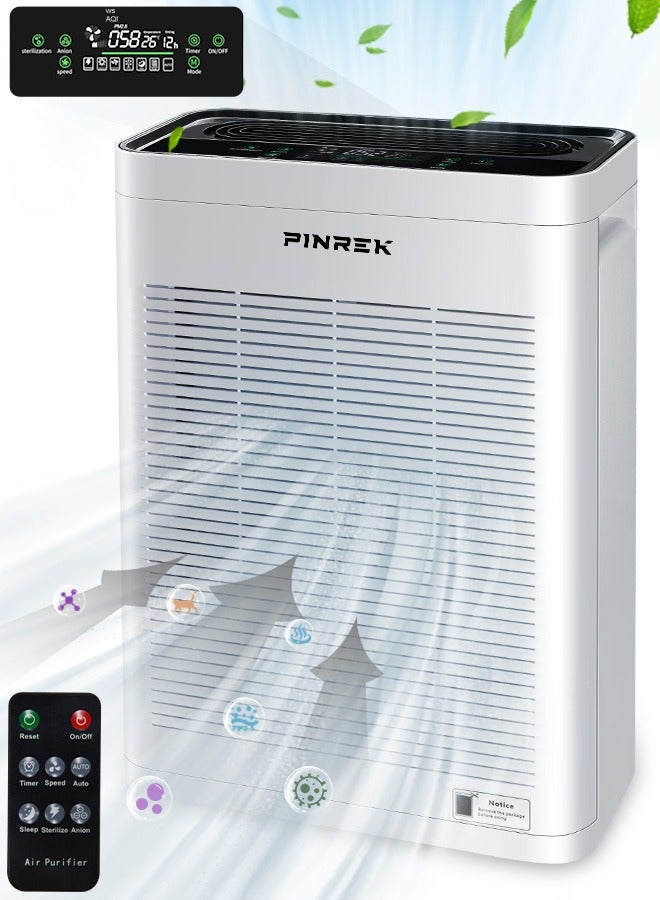 Compare Air Purifier for 100m² Home Large Room and Office, True HEPA Smart Air Filter with PM2.5 Intelligent Air Quality Sensor, Sleep Mode, Timer, Can filter formaldehyde, microorganisms?Removes Pollen, Allergy, Dust, Pet Hair at KSA Price