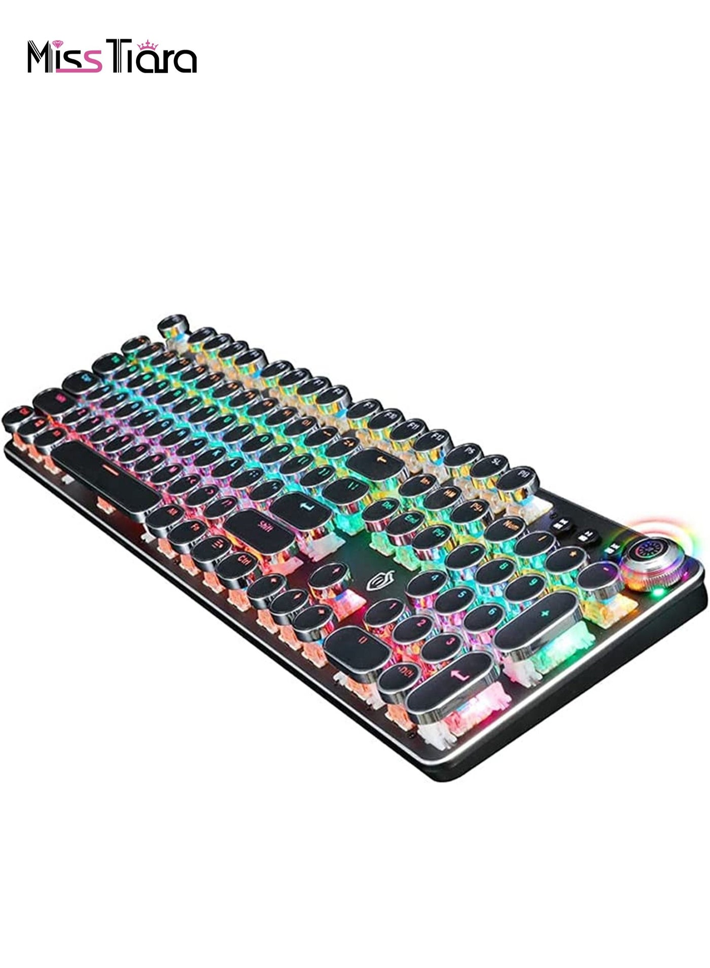 Compare K820 Multimedia Mechanical Keyboard Retro Punk Button Keycap RGB Mechanical Keyboard Computer Game Wired Keyboard at KSA Price