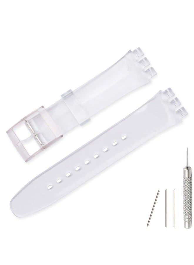 Compare Replacement Silicone Band for Swatch 17mm 19mm 20mm, Waterproof Wristband Watch Strap for Swatch 17mm, Clear at KSA Price