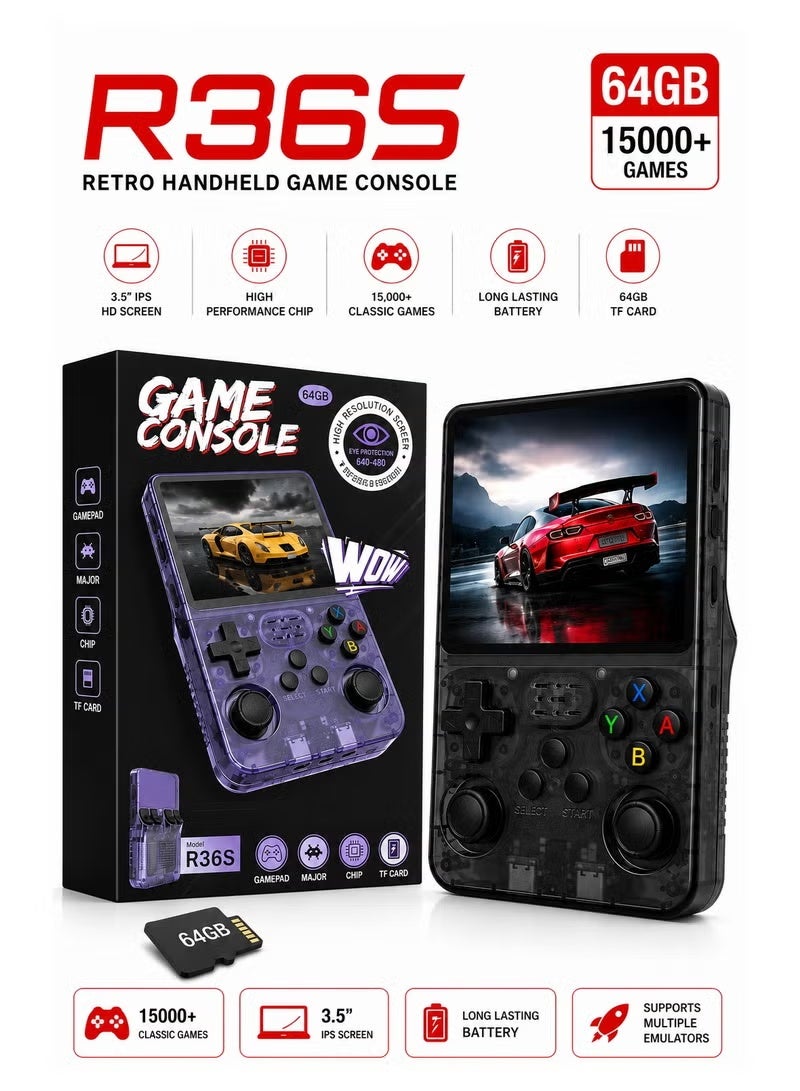 YJ R36S Retro Handheld Game Console with 15000+…