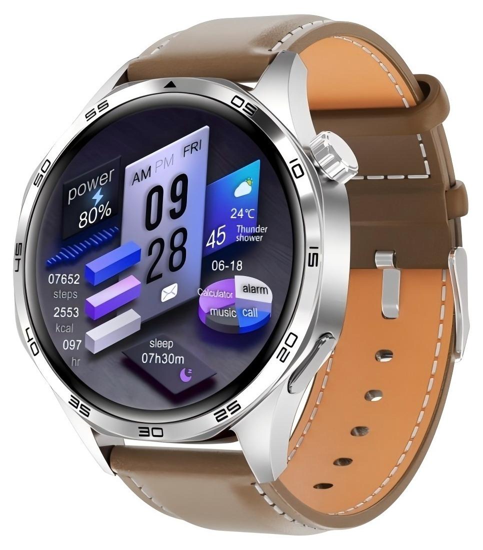 Compare smart watch GT 5  with Bluetooth calling function answermake calls, fitness tracking watch with sleep monitoring function, suitable for iPhoneAndroid, IP67 waterproof leather brown at KSA Price