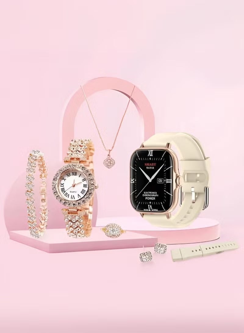 A58 Plus 7-in-1 Gold Colour Women Smartwatch Jewelry…