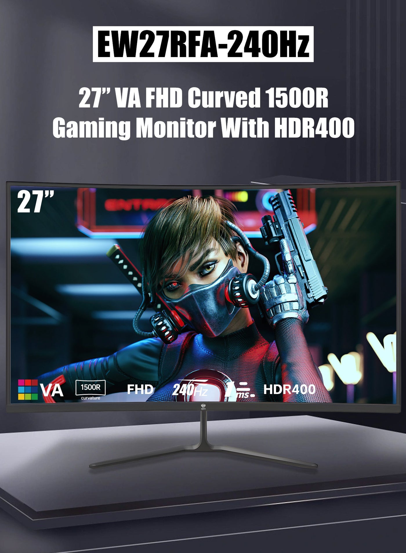 GXM EW27RFA-240Hz 27”Curved Frameless Ultra-Fast Gaming…