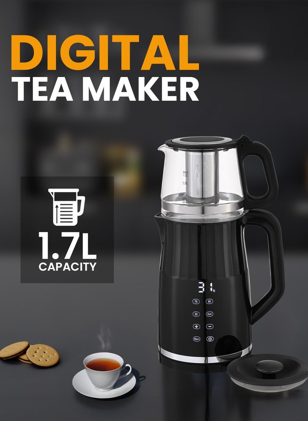 Digital Tea Maker 1.7-liter Capacity, 1.0-liter…